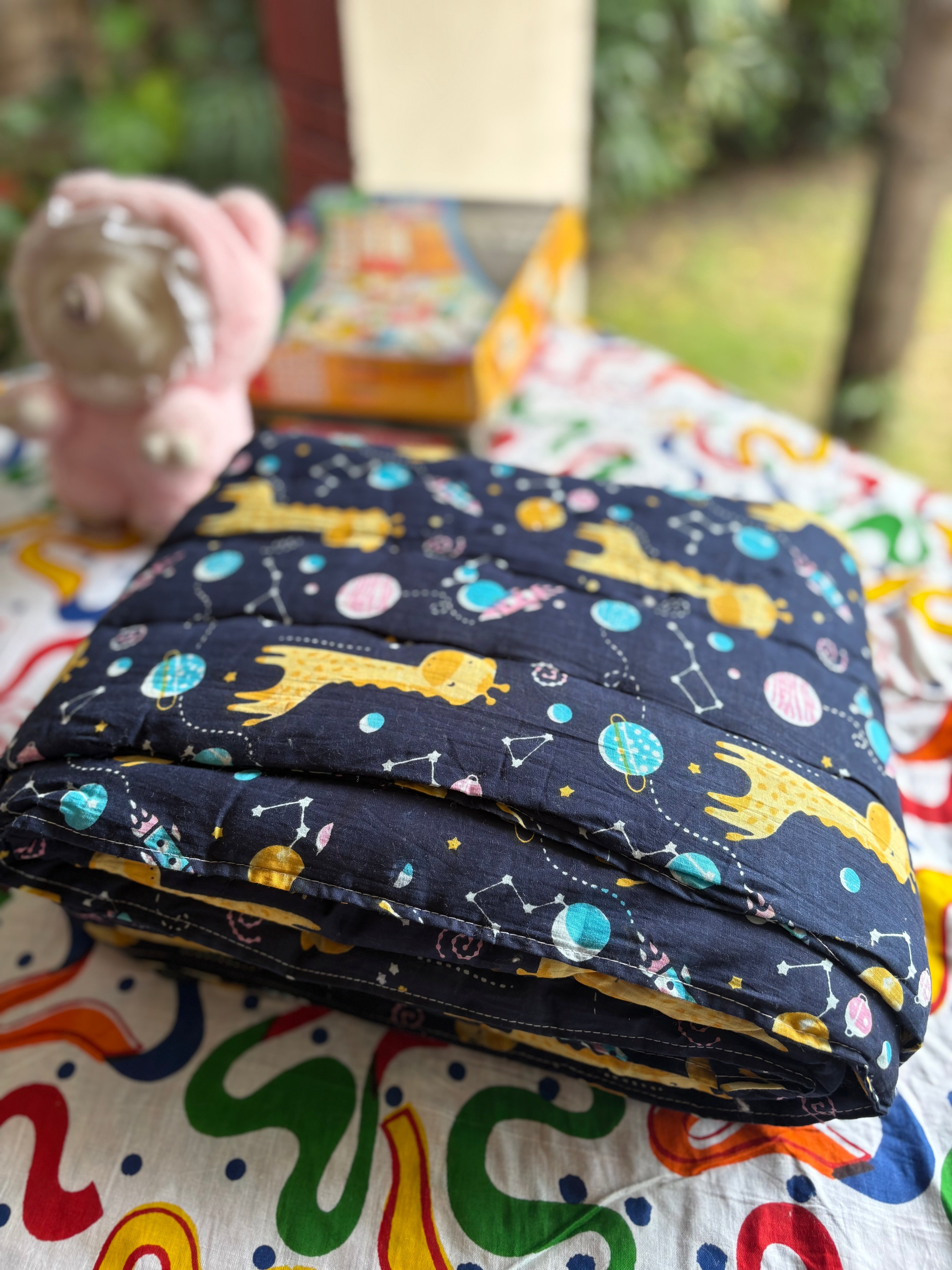 Planet Giraffe Baby Quilt (Surgical Cotton)