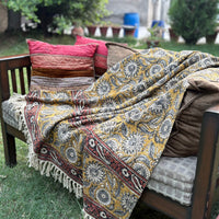 Hand Block Kalamkari Sofa Throw