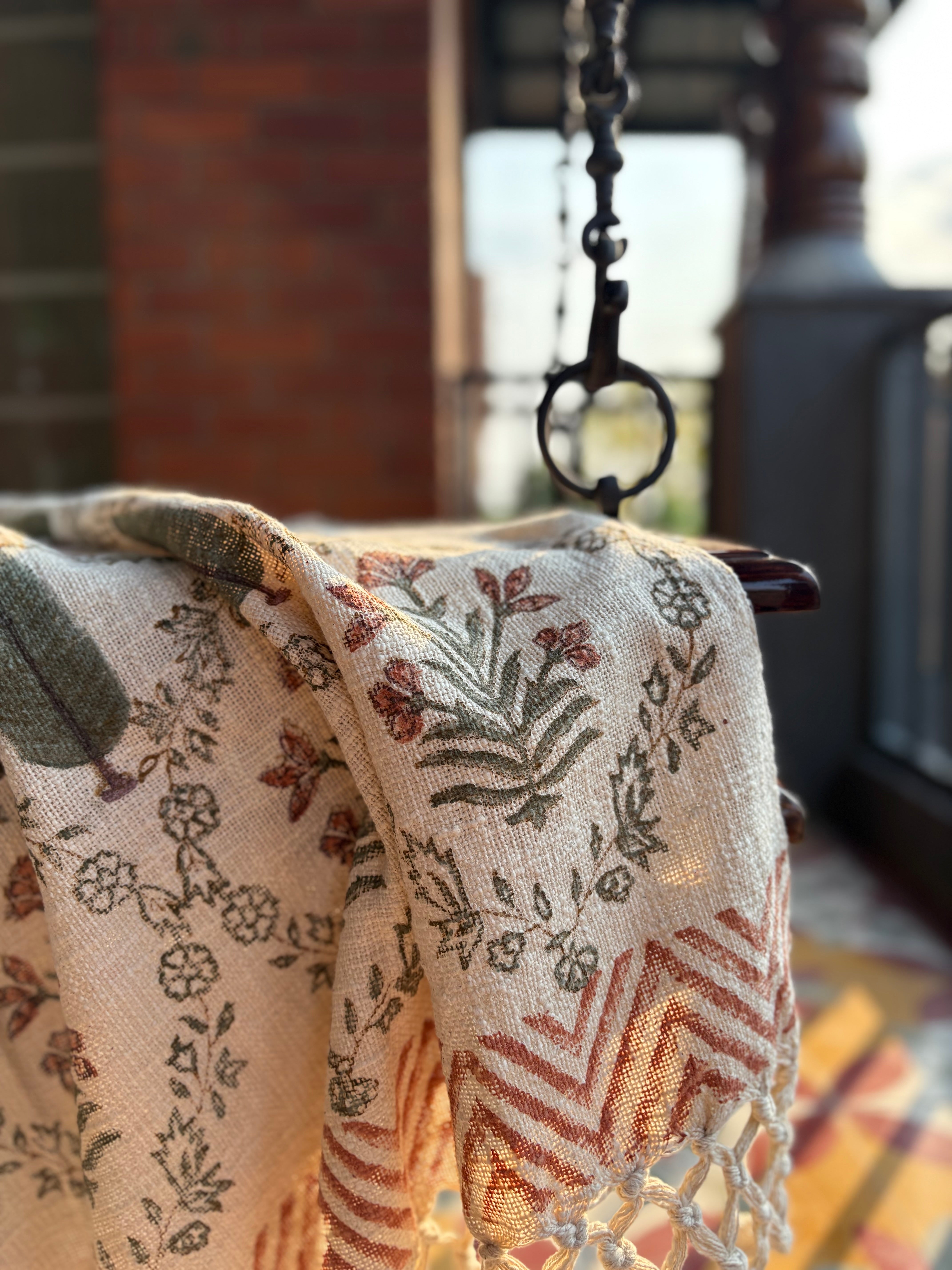 Premium Handblock Printed Sofa Throw & Mini-Bedcover