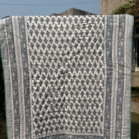 Grey Reversible Cotton Single Quilt (Razai)