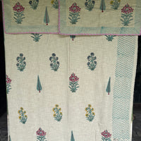 Rosa Hand Block Jute Bedcover