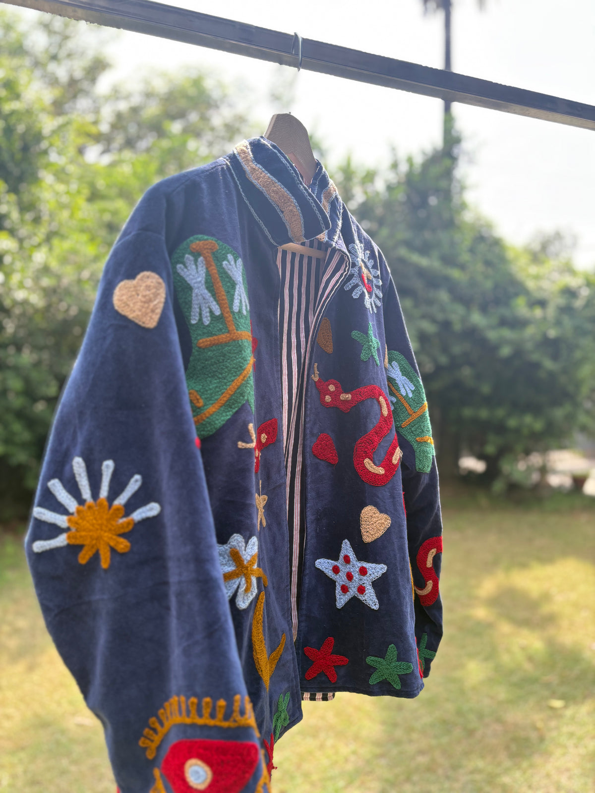 Blue Snake Hand Embroidered Suzani Jacket