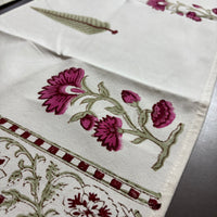 Hand Block Canvas Table Runner & 6 Mats Set