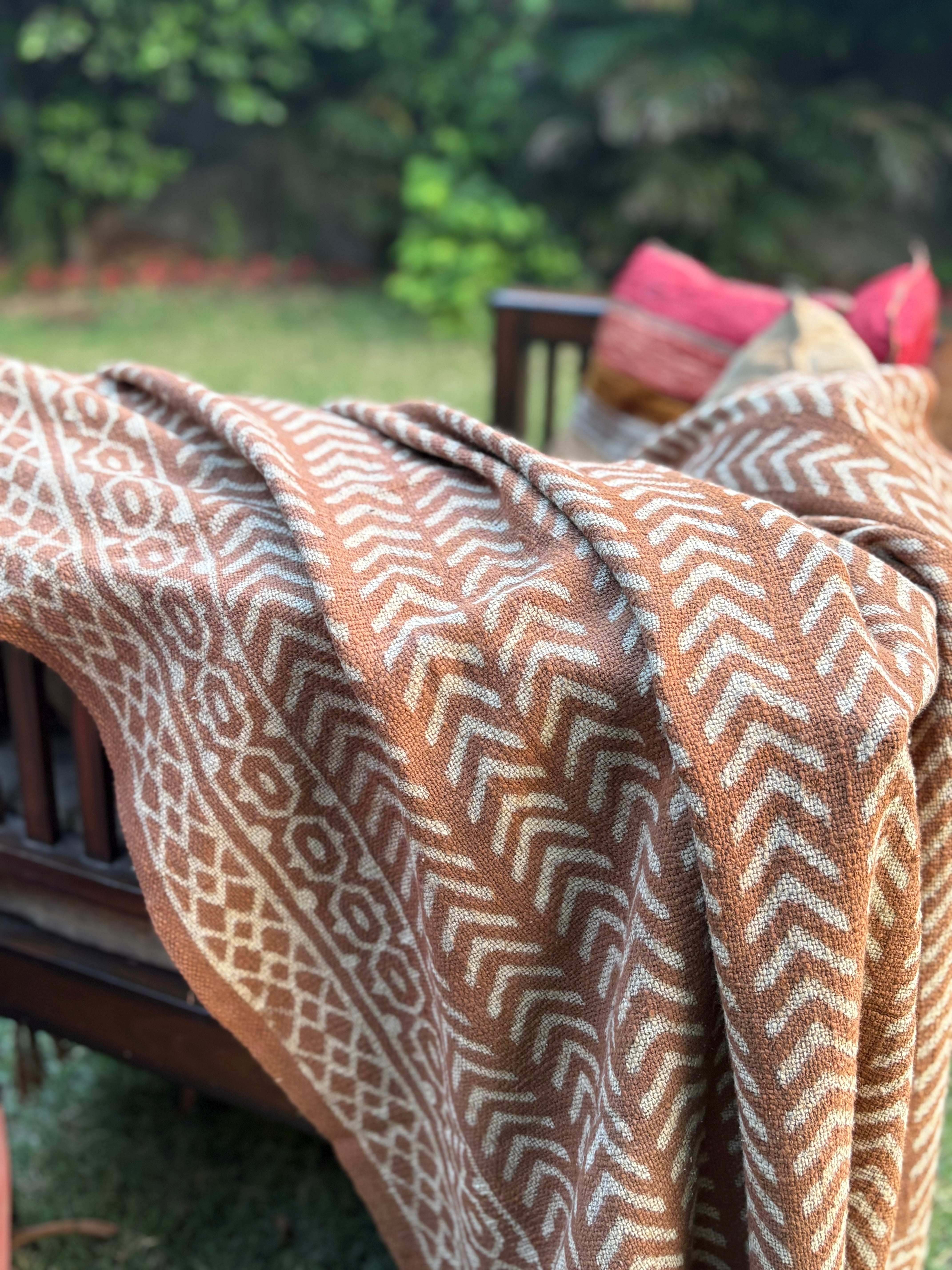 Dabu Print Handblock Sofa Throw