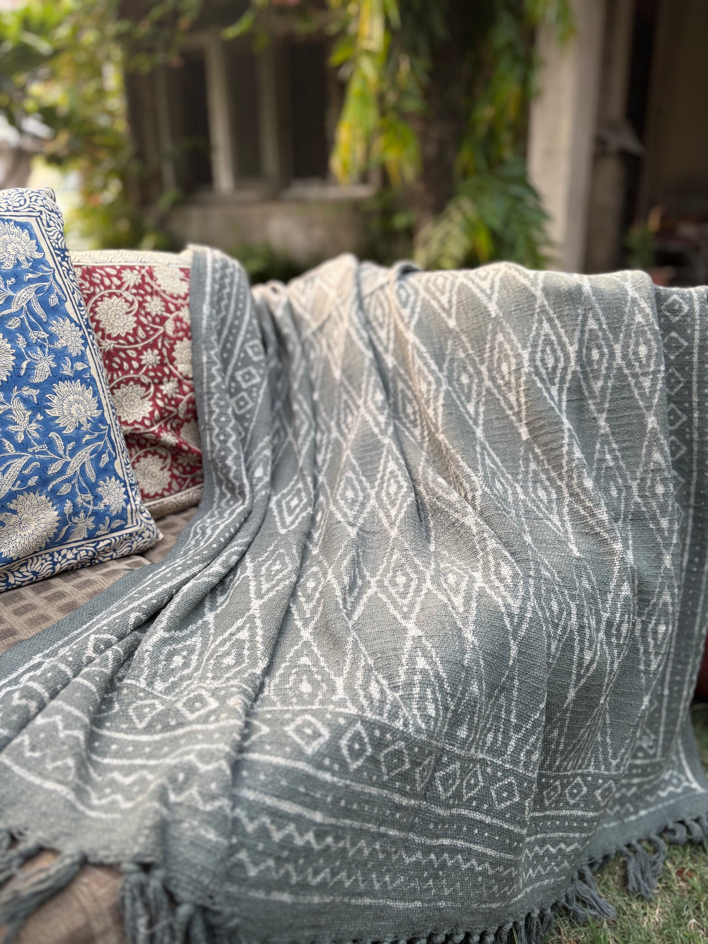 Dabu Print Handblock Sofa Throw