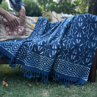 Hand Block Indigo Sofa Throw