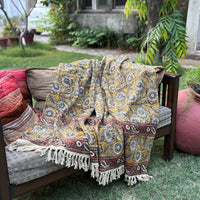 Hand Block Kalamkari Sofa Throw