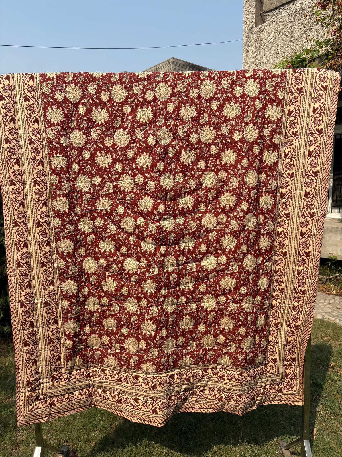 Bagru Reversible Cotton Single Quilt (Razai)