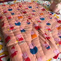 Peppa Pig Handblock Baby Quilt (Surgical Cotton)