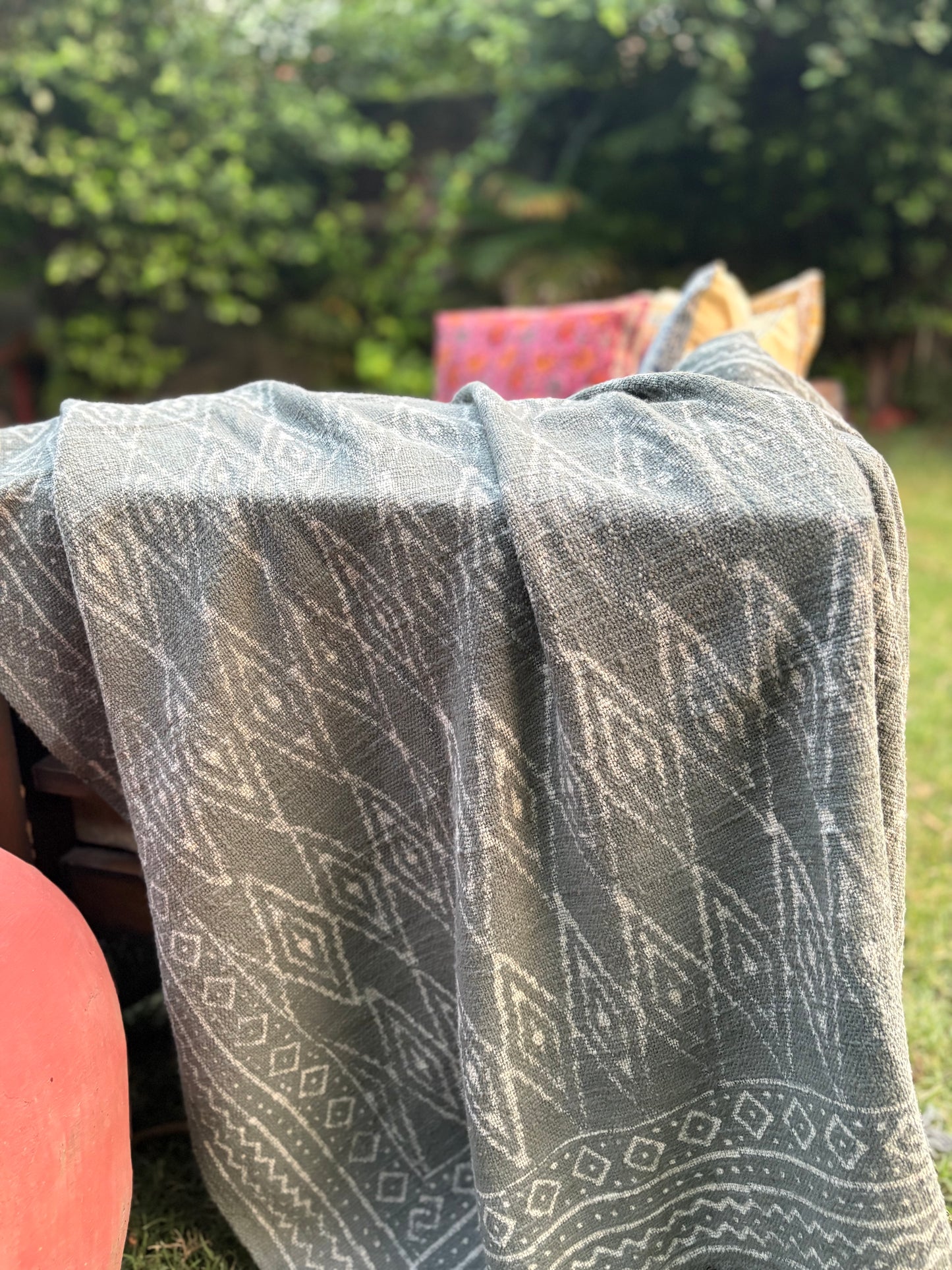 Dabu Print Handblock Sofa Throw