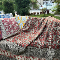 Hand Block Kalamkari Sofa Throw