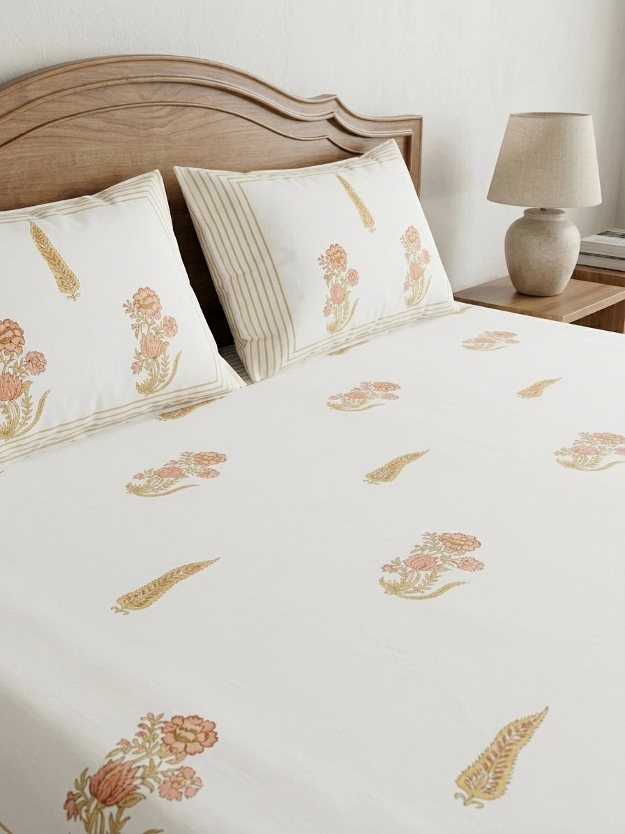 Percale Jaipur Paisley Palm Woodblock bedsheet