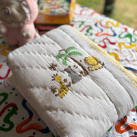 Jungle Babies Handblock Baby Quilt (Surgical Cotton)
