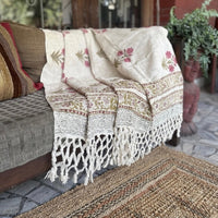 Handblock Printed Sofa Throw & Mini-Bedcover