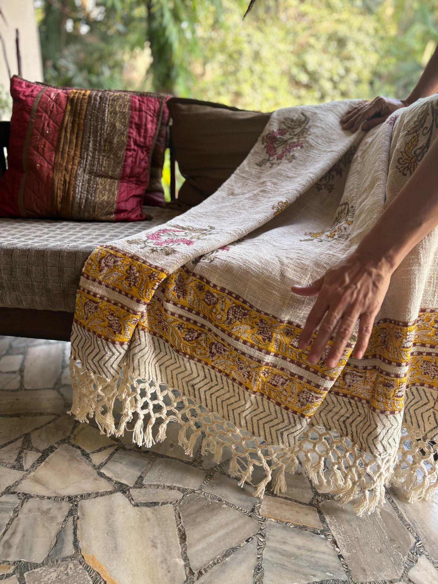 Handblock Printed Sofa Throw