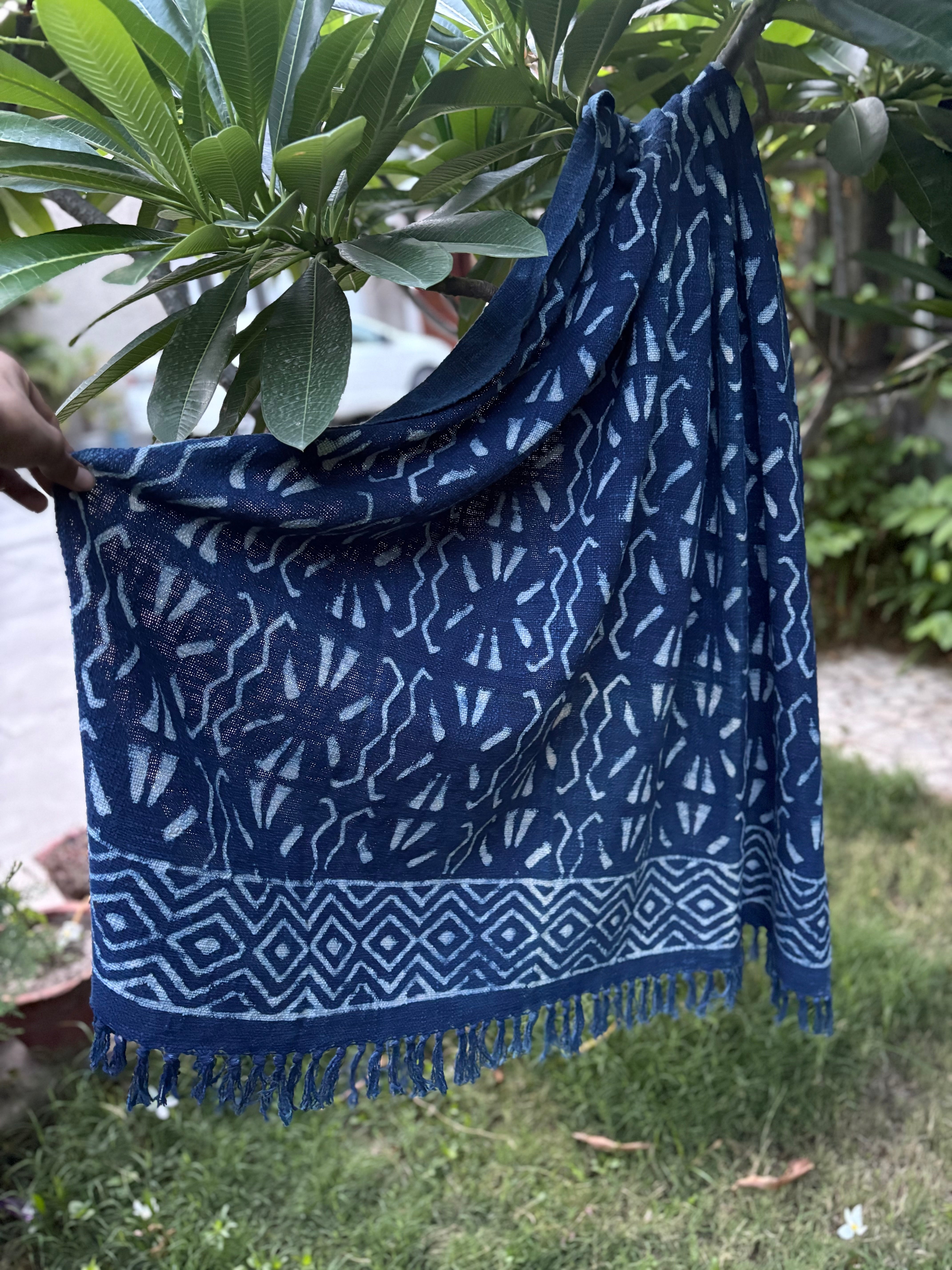 Hand Block Indigo Sofa Throw