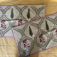 Palm Jaal Hand Block Jute Bedcover