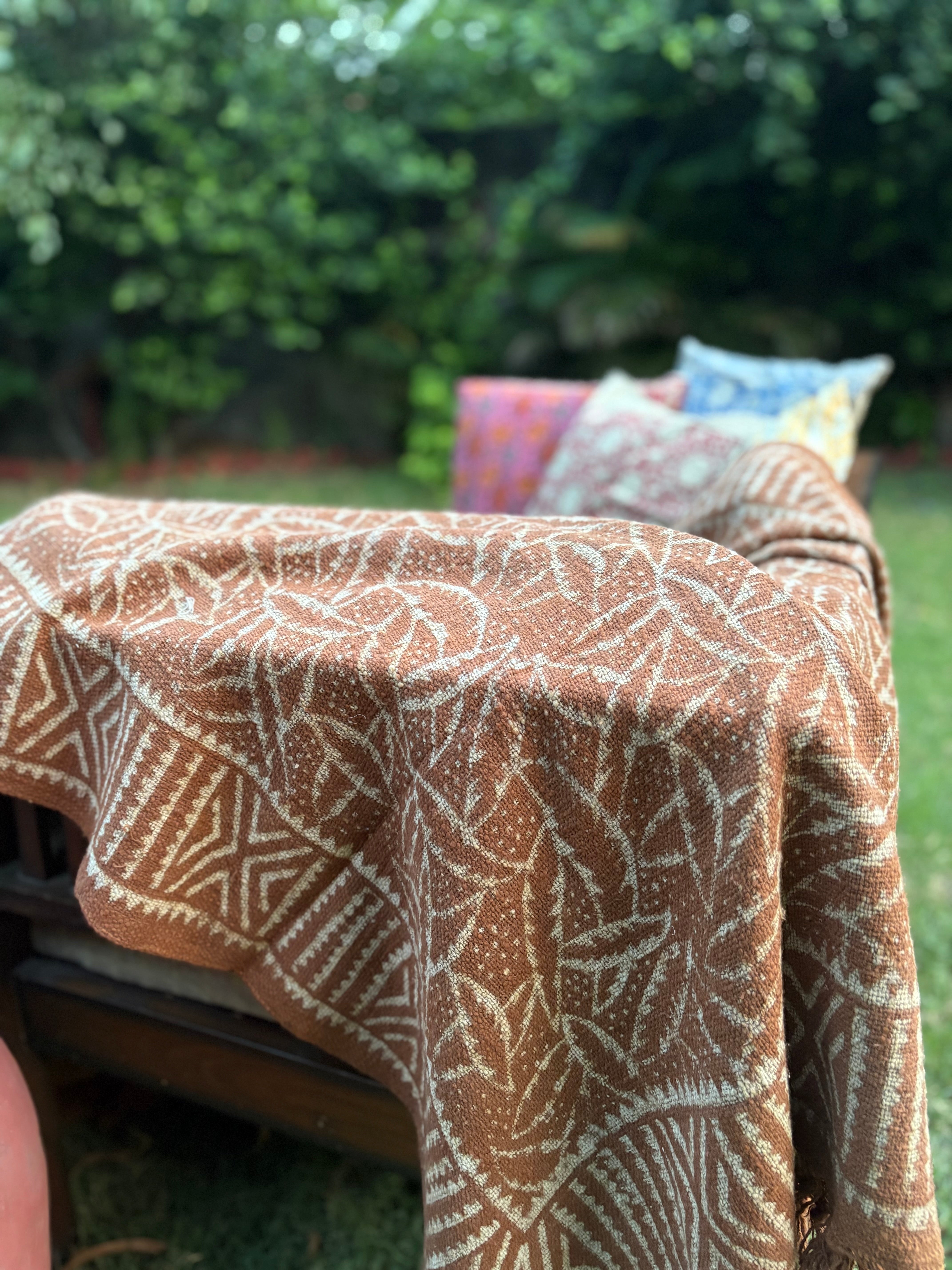 Dabu Print Handblock Sofa Throw