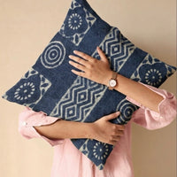 Indigo Denim Handblock Cushion Cover
