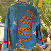 Cyan Snake Hand Embroidered Suzani Jacket