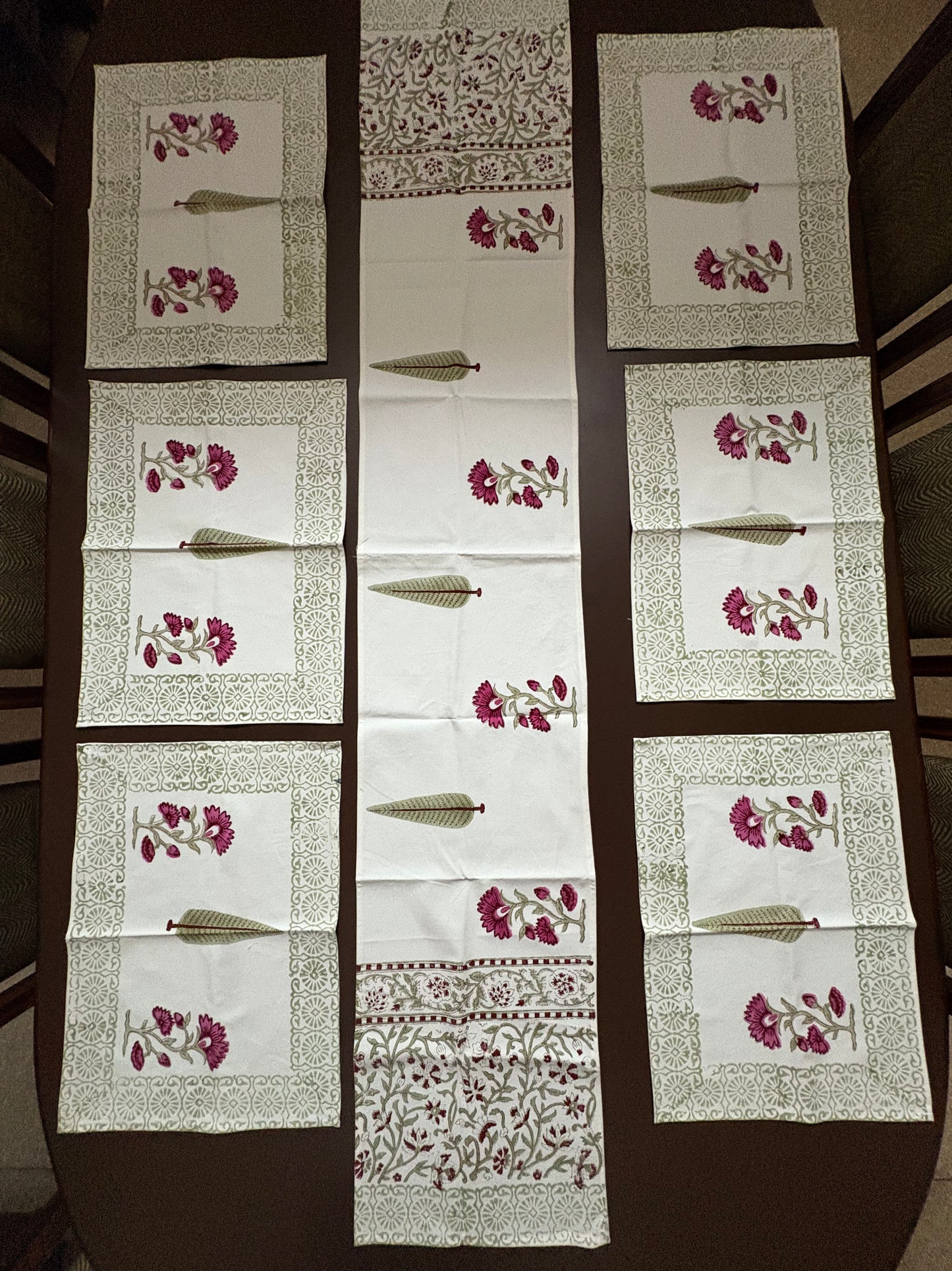 Set of block printed beautiful  tablecloths with floral patterns and Jaipur block prints