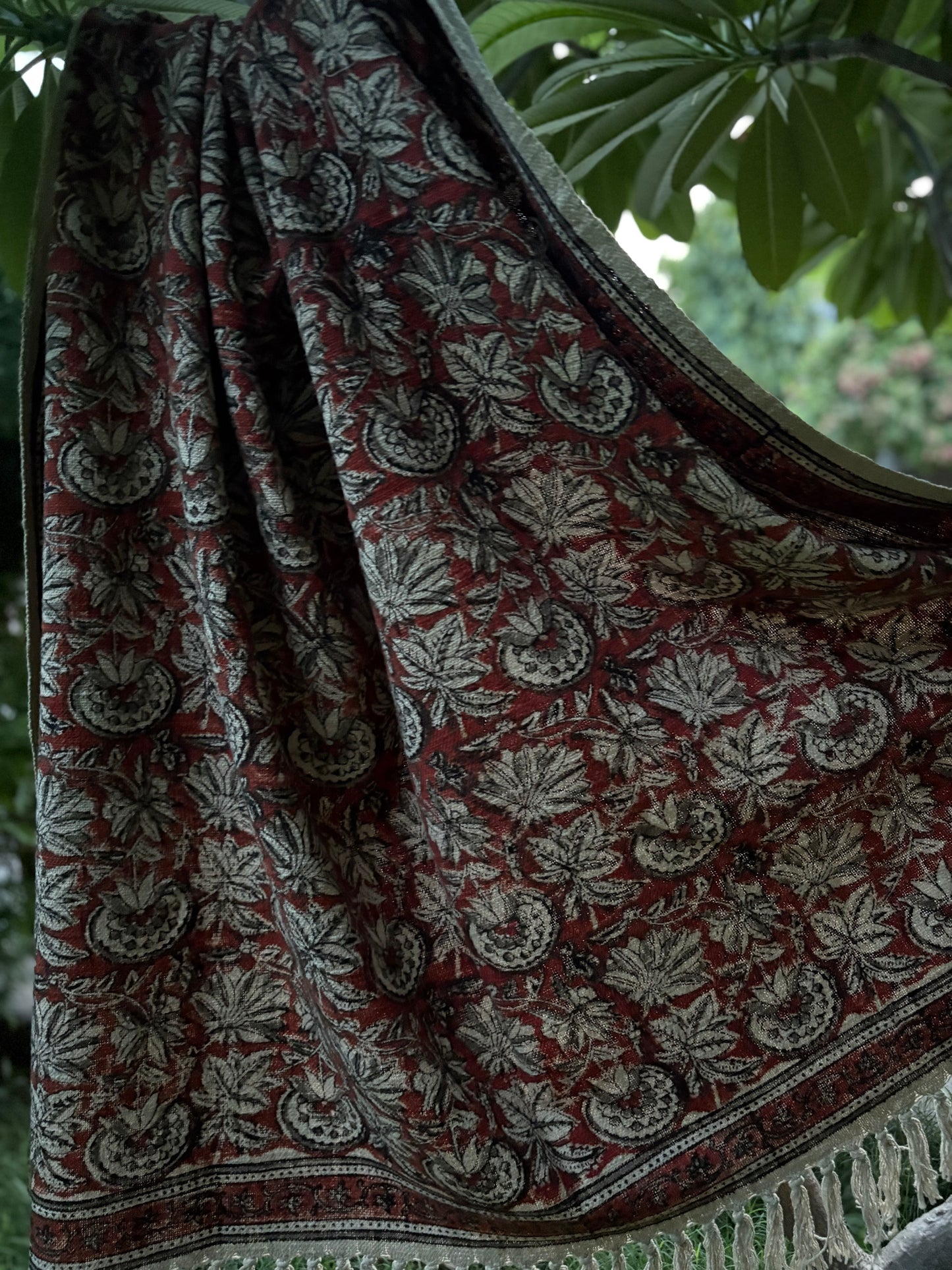 Hand Block Kalamkari Sofa Throw