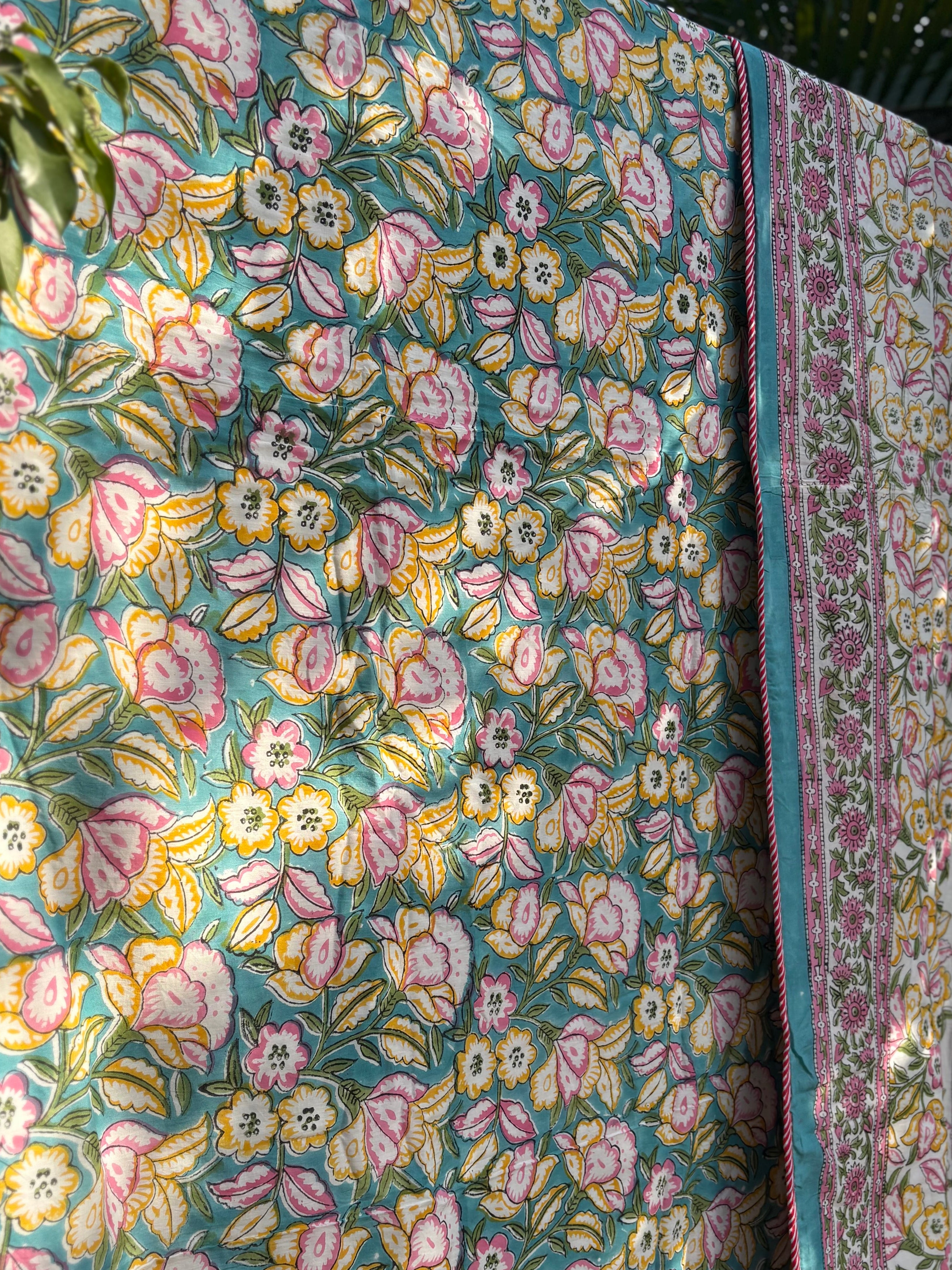 Handblock Double Bed Dohar (Mul Cotton) (90”x108”)