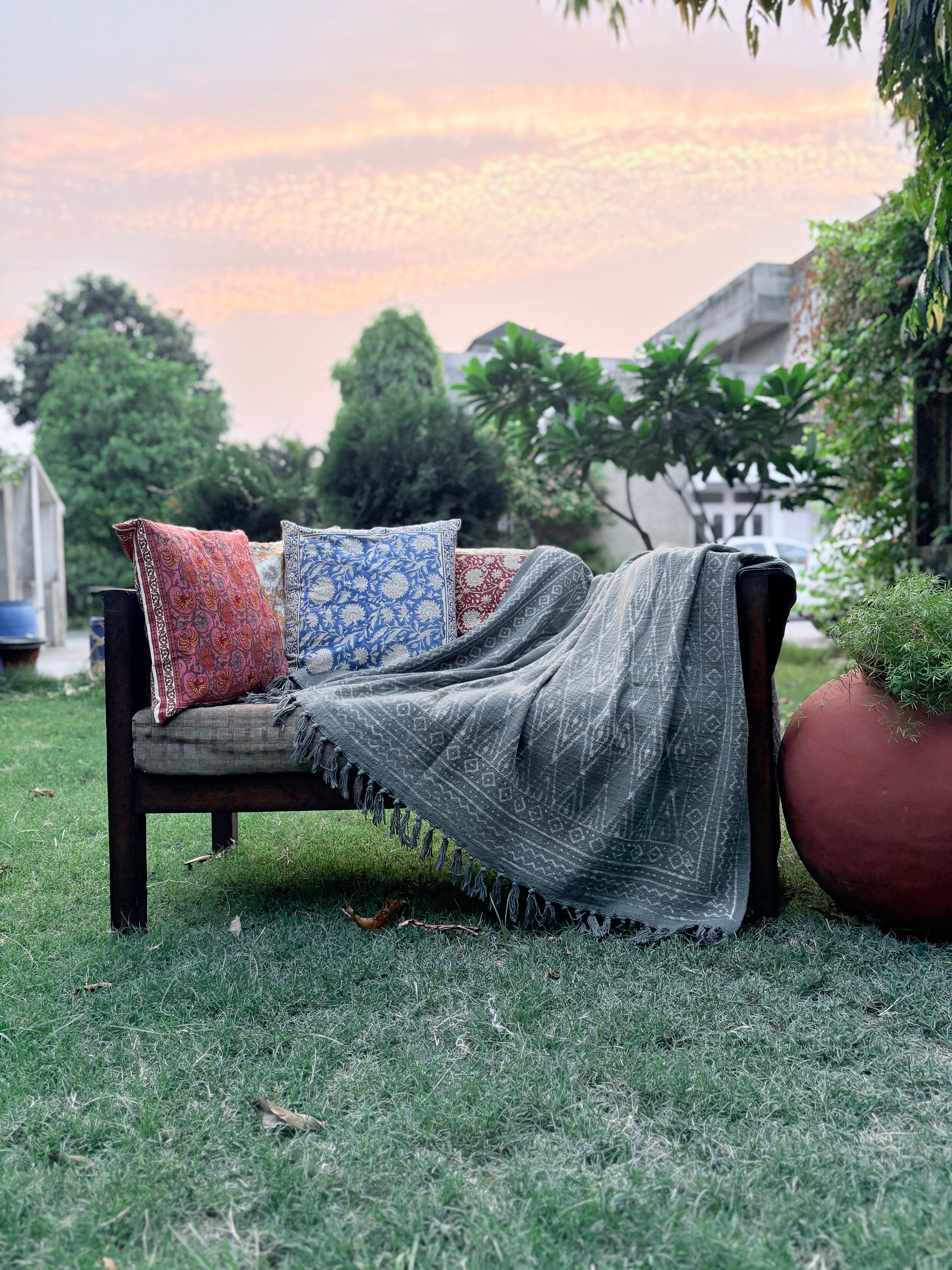 Dabu Print Handblock Sofa Throw