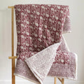 Red Paisley Block Printed Reversible Cotton Quilt (Razai)