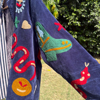 Blue Snake Hand Embroidered Suzani Jacket