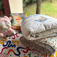 Sleepy Bear Handblock Baby Quilt (Surgical Cotton)