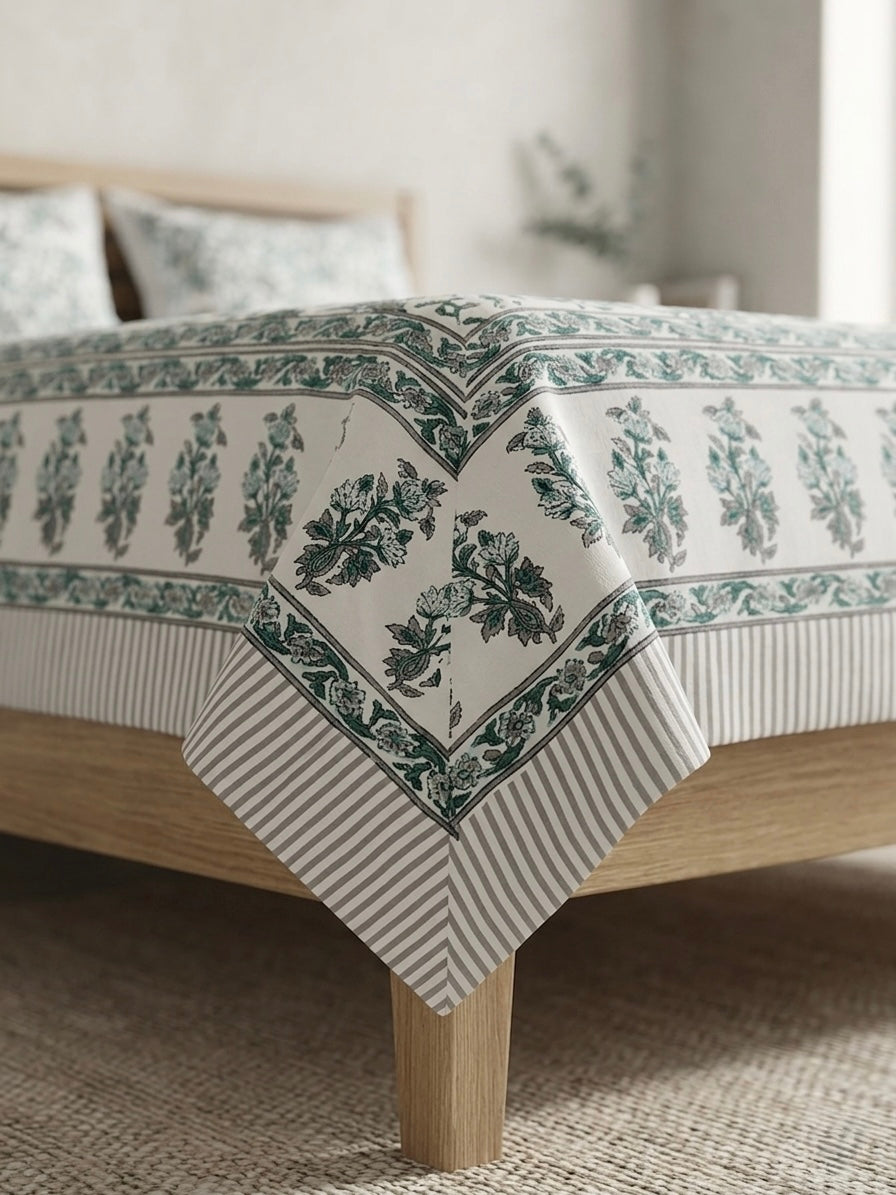 Hand Block Sanganer Bedsheet Set King Size