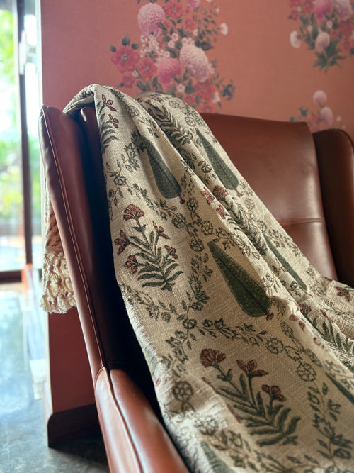 Premium Handblock Printed Sofa Throw & Mini-Bedcover