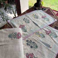 Rosa Hand Block Jute Bedcover