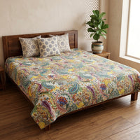 Paisley Pop Kantha Quilted Bedcover