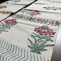 Hand Block Canvas Table Runner & 6 Mats Set