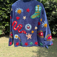 Blue Snake Hand Embroidered Suzani Jacket