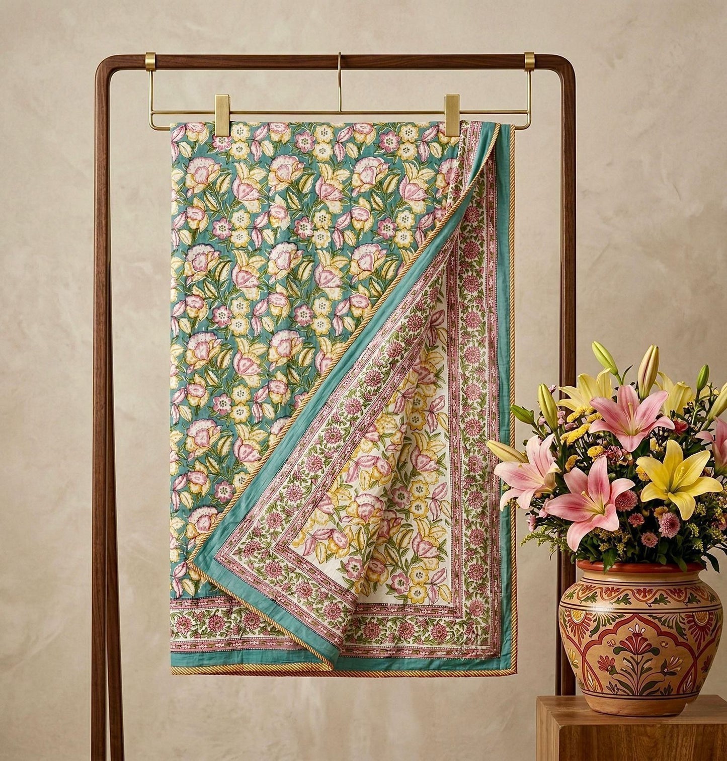 Handblock Double Bed Dohar (Mul Cotton) (90”x108”)