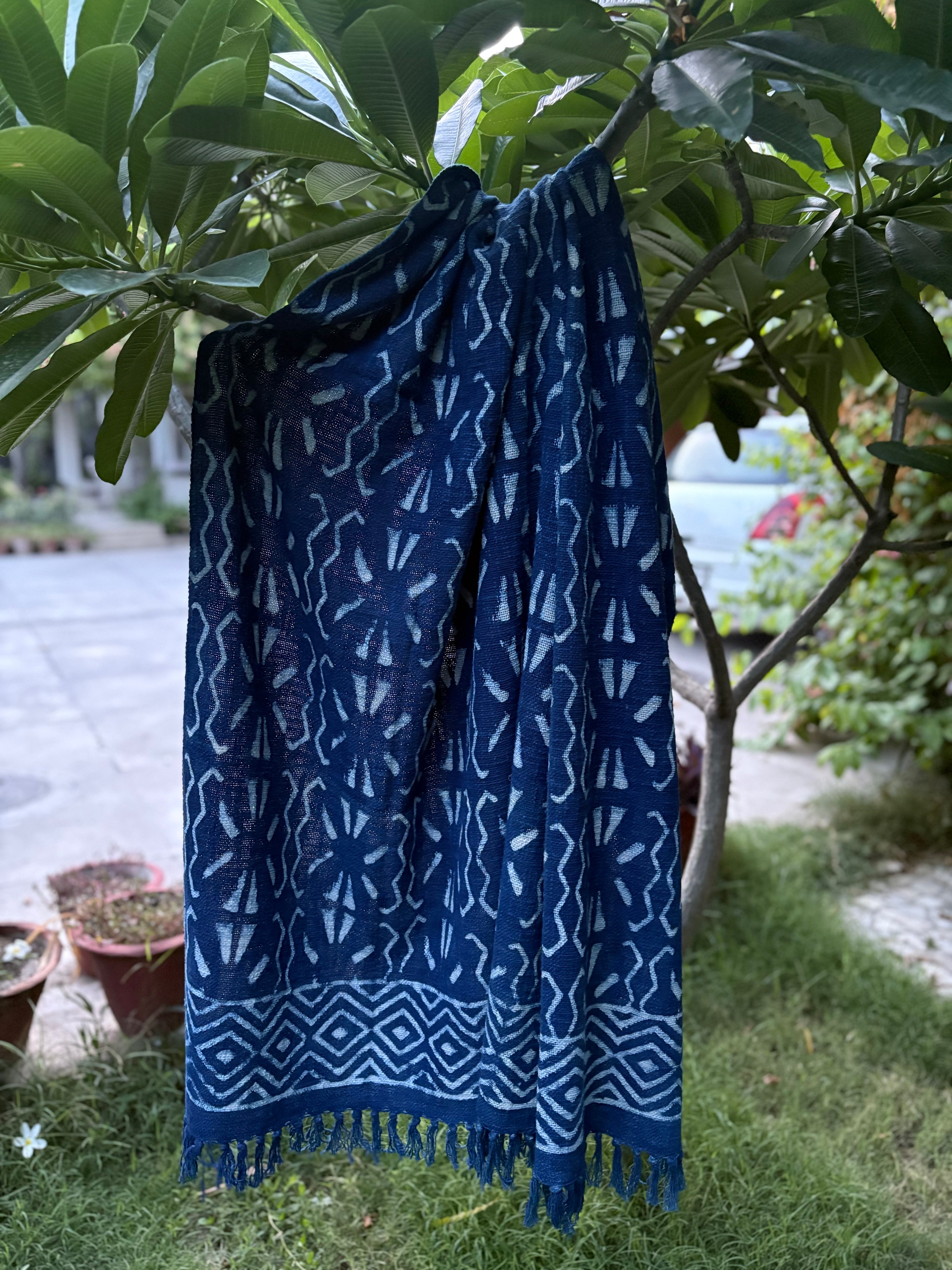 Hand Block Indigo Sofa Throw