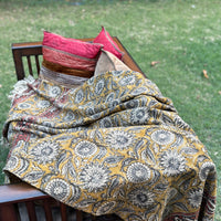 Hand Block Kalamkari Sofa Throw