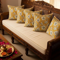 Hand Block Printed Cotton Cushion Covers Set of 5 | Jaipur Floral Pillow Covers