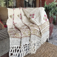 Handblock Printed Sofa Throw & Mini-Bedcover