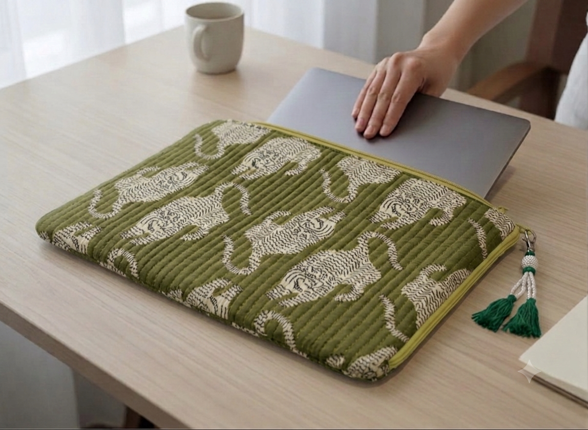 Hand Block Laptop Sleeve | Green | MacBook Air & iPad Case