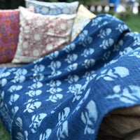 Hand Block Printed Indigo Sofa Throw