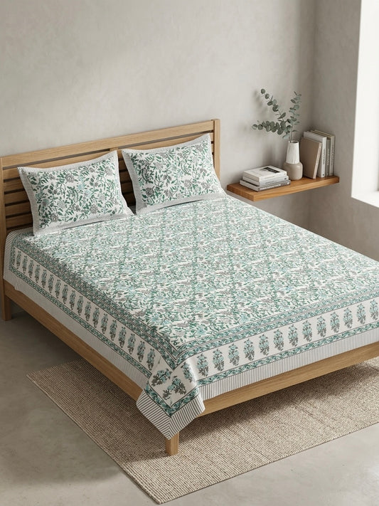 Hand Block Sanganer Bedsheet Set King Size