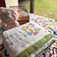 Colour Clouds Handblock Baby Quilt (Surgical Cotton)