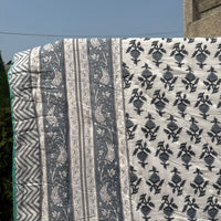 Grey Reversible Cotton Single Quilt (Razai)
