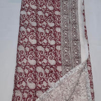 Red Paisley Block Printed Reversible Cotton Quilt (Razai)