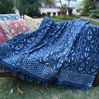 Hand Block Indigo Sofa Throw