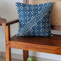 Indigo Denim Handblock Cushion Cover
